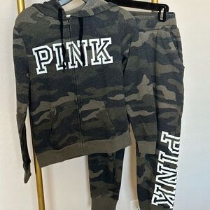 Victoria Secret PINK Camp Full Zip Hoodie and Joggers Set